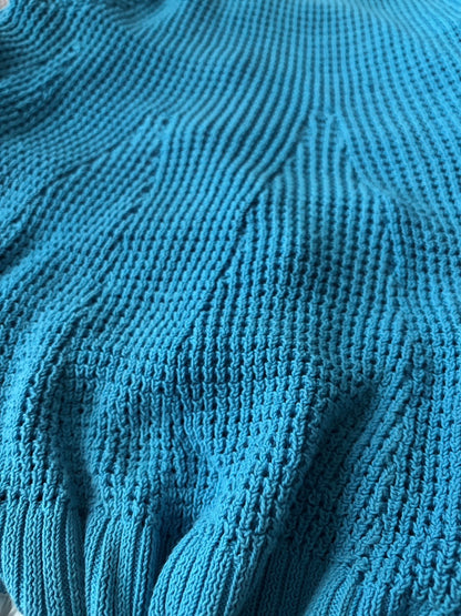 sacai luck SS14 Waffle Cardigan Drawstring Hem Blue Size 2