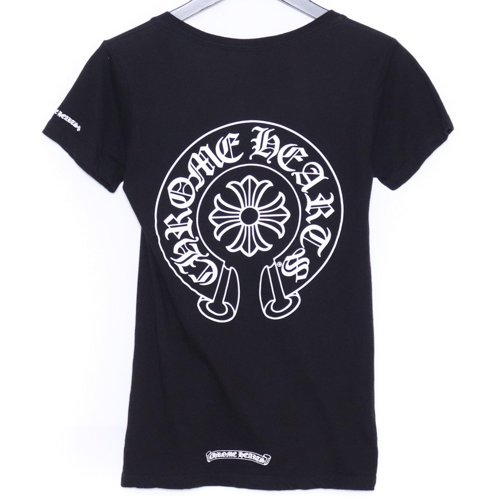 CHROME HEARTS Horseshoe Print V-Neck T-Shirt Black Size S