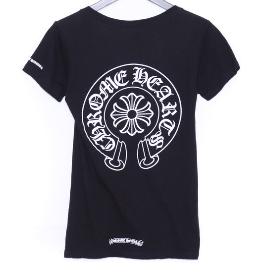 CHROME HEARTS Horseshoe Print V-Neck T-Shirt Black Size S
