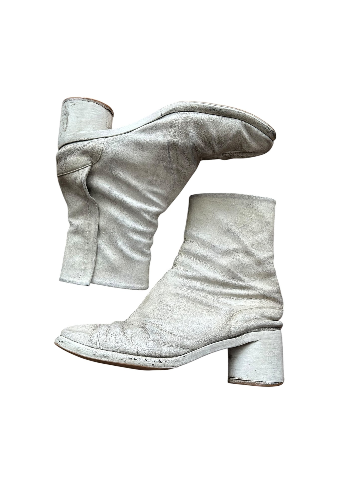 Maison Margiela Gray Painted Tabi Heel Boots