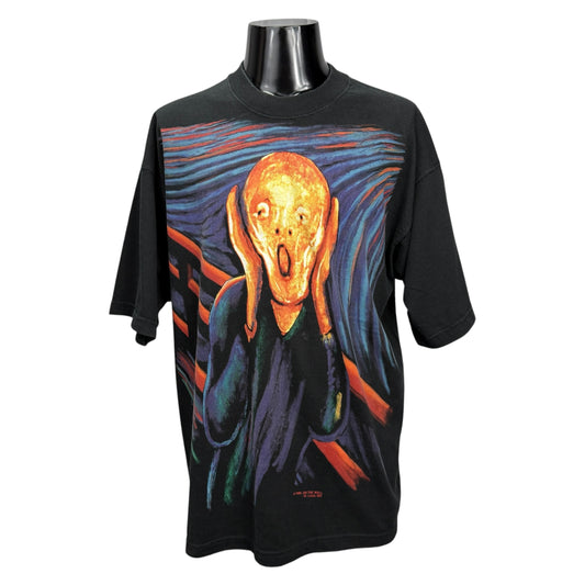 EDVARD MUNCH 90s Liquid Blue The Scream T-Shirt Blue Size XL