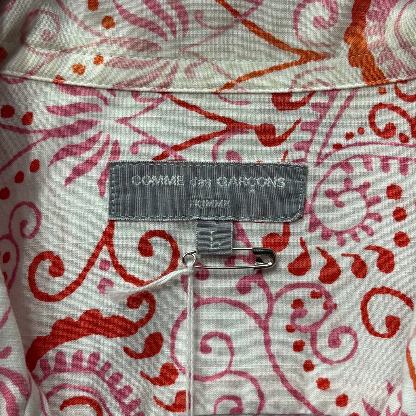 COMME des GARCONS HOMME 03AW Paisley Open Long Sleeve Shirt Size L