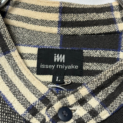 ISSEY MIYAKE 90s Cotton Check Band Collar Shirt Size L