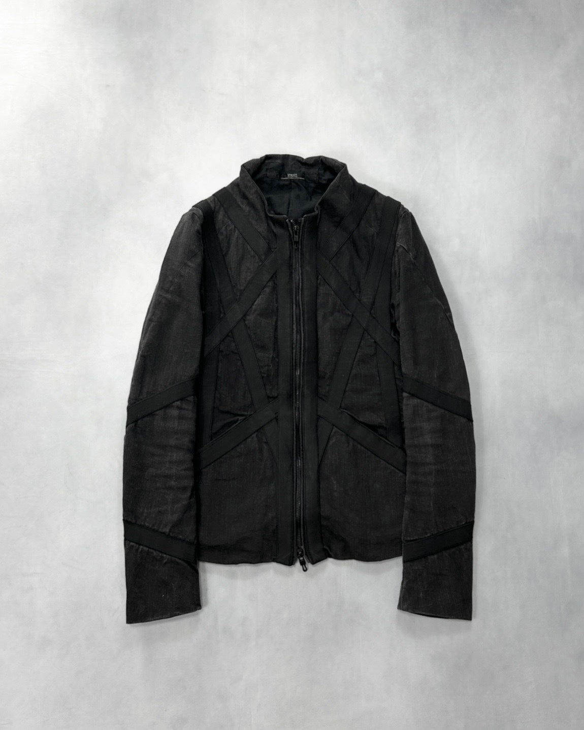 Dirain 2010s Cross Tape Zip Jacket Cotton Blend Black Size 1