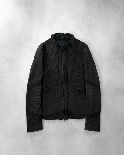 Dirain 2010s Cross Tape Zip Jacket Cotton Blend Black Size 1