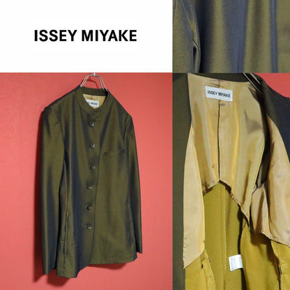 ISSEY MIYAKE 98SS Khaki Glossy Mao Collar Jacket Size M