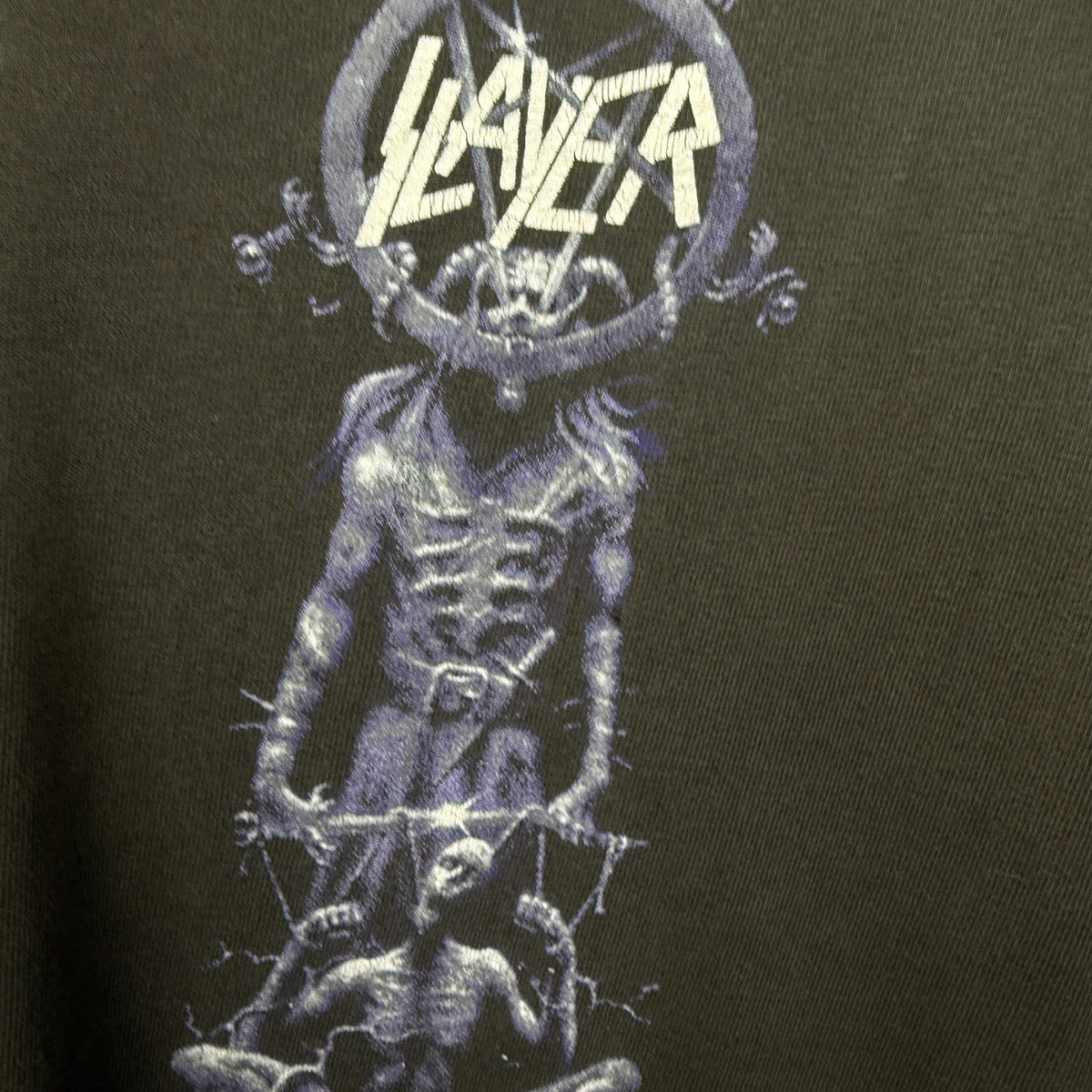 SLAYER 90s Vintage "AOP Skull" Single Stitch T-Shirt Size XL