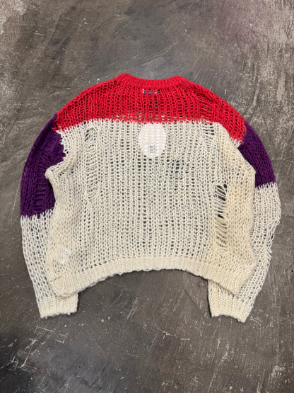 YOUTH BATH Multi Open Weave Mesh Knit Sweater Size FREE