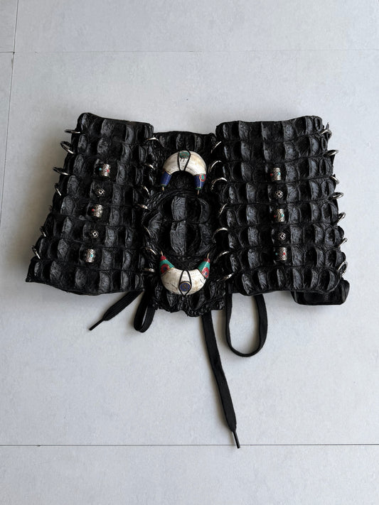 1vfudie Indian Crocodile Leather Corset Size FREE