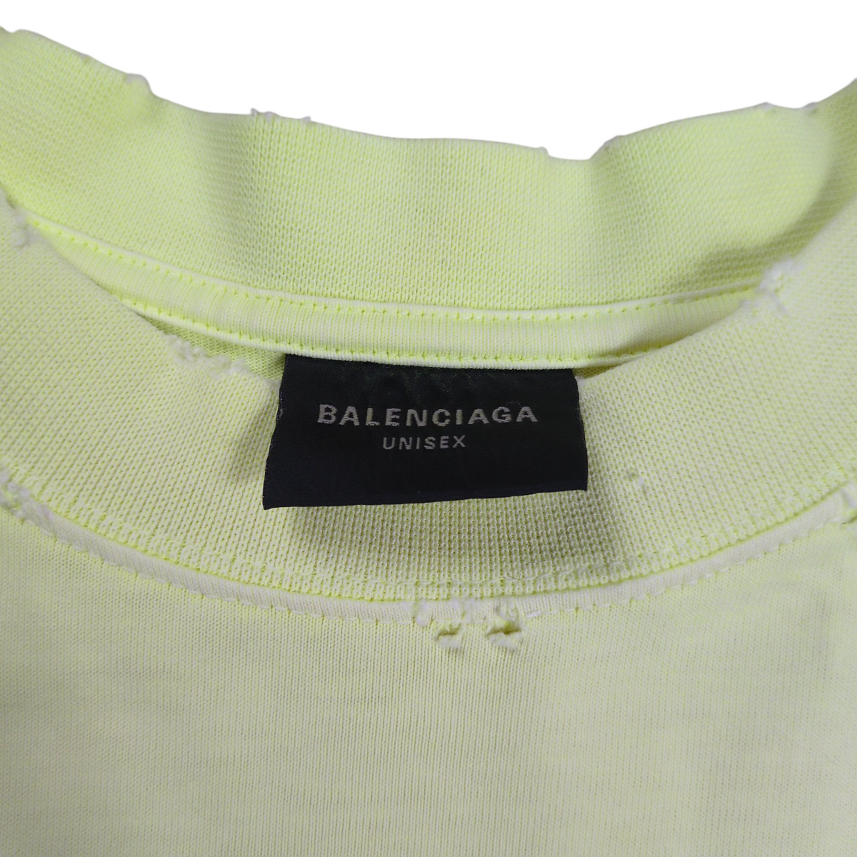 BALENCIAGA Tape Logo Crushed T-Shirt Yellow Size XS