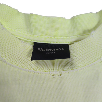 BALENCIAGA Tape Logo Crushed T-Shirt Yellow Size XS