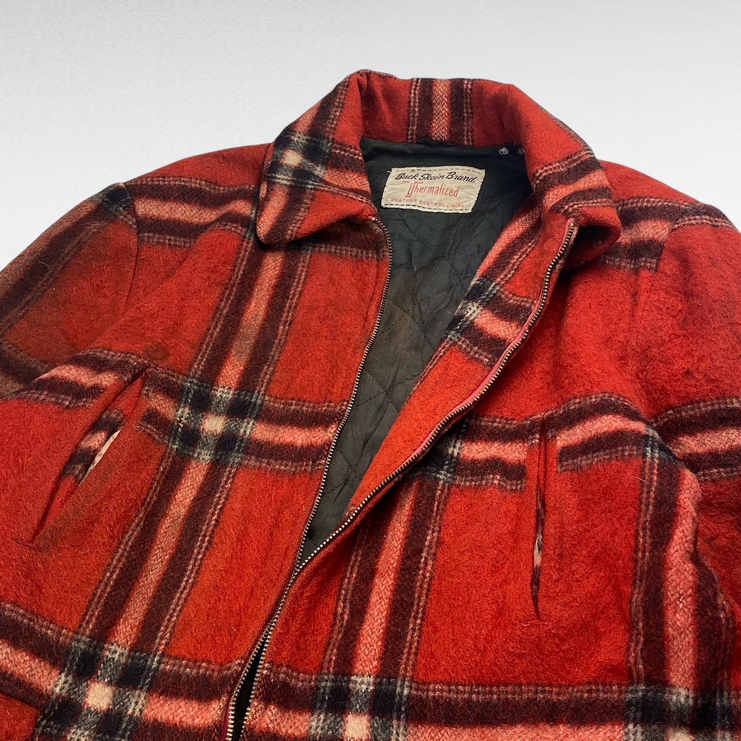 Buck Skin Brand 60s Plaid Wool Jacket Talon Zipper Size L