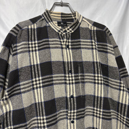ISSEY MIYAKE 90s Cotton Check Band Collar Shirt Size L