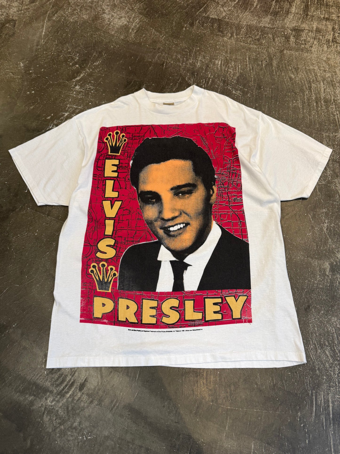 Vintage Elvis Presley Tee White Cotton Size XXL