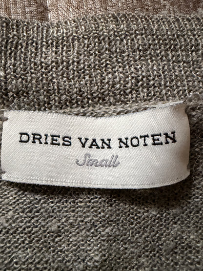DRIES VAN NOTEN 2000s Wool Linen Gold Thread Cardigan Size S