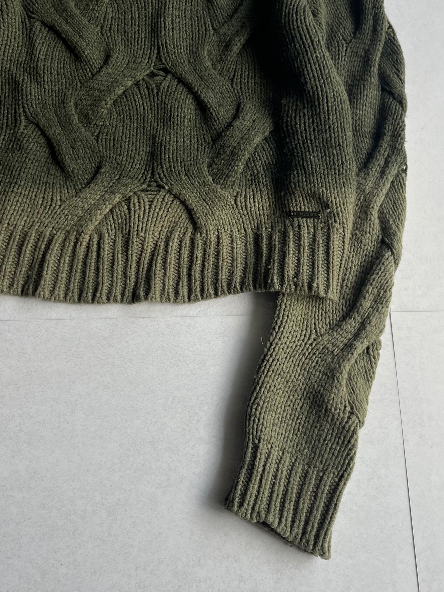 Diesel Green Acrylic Wool 3D Knit Sweater Size S