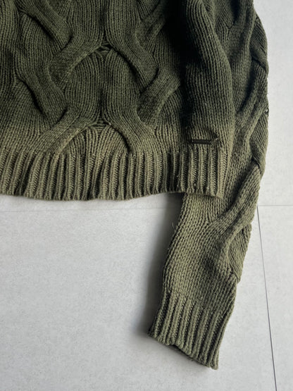 Diesel Green Acrylic Wool 3D Knit Sweater Size S