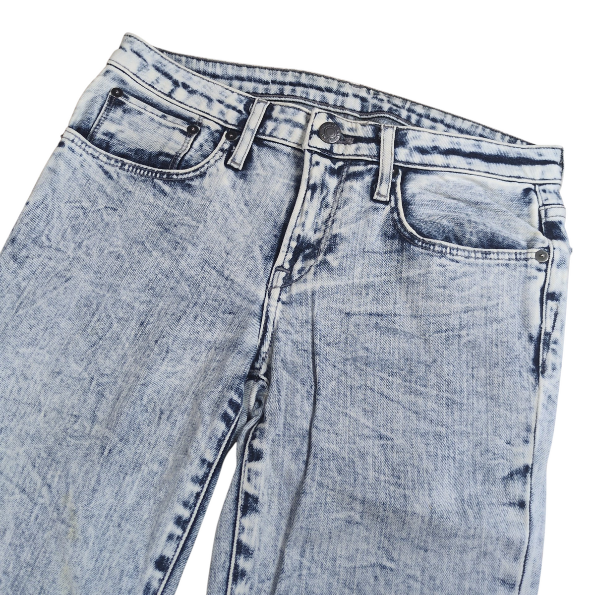 HELMUT LANG Blue Chemical Wash Side Zip Skinny Denim Size 26