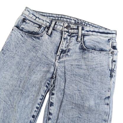 HELMUT LANG Blue Chemical Wash Side Zip Skinny Denim Size 26