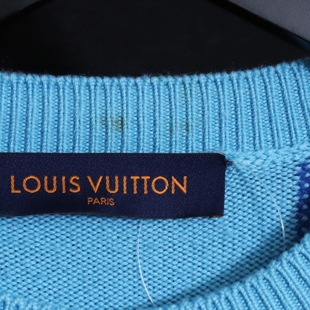 LOUIS VUITTON 21SS Distorted Giant Sweater Blue Size M