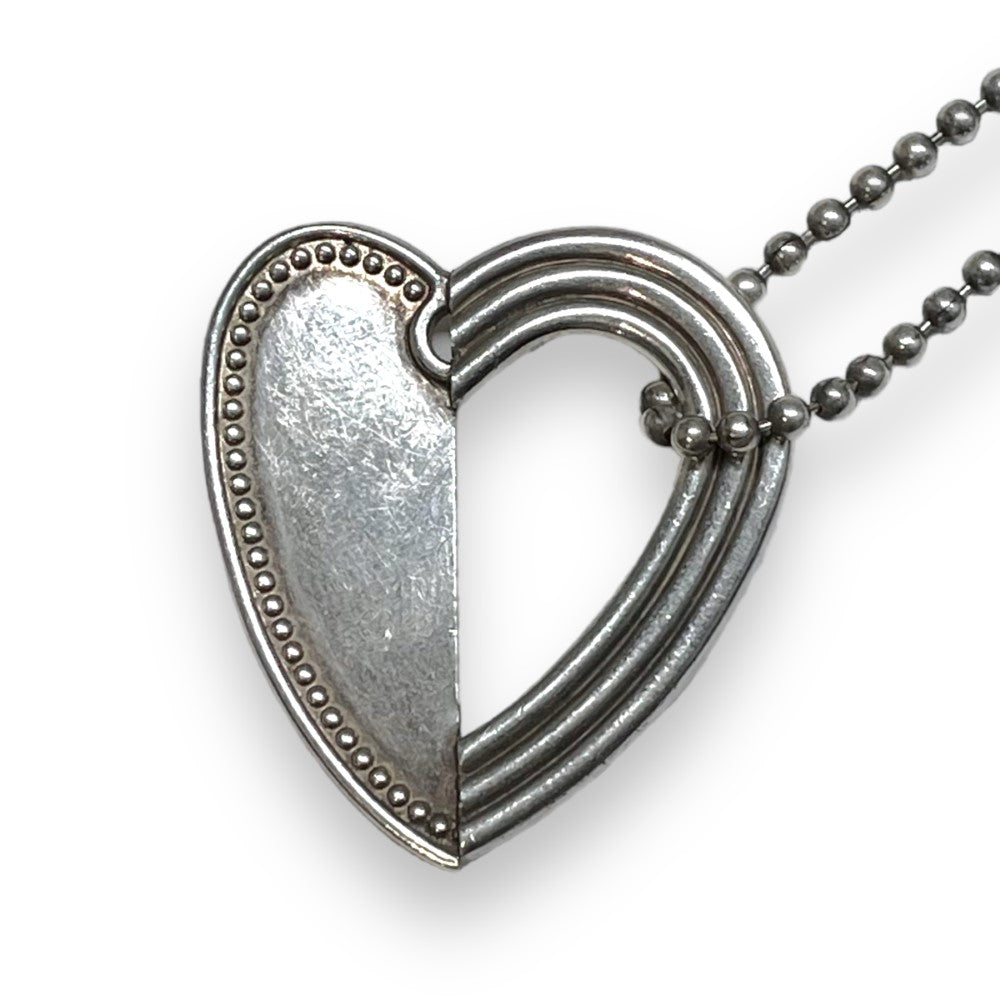 POLYTERON Heart Motif Remake Necklace Silver Size 70CM