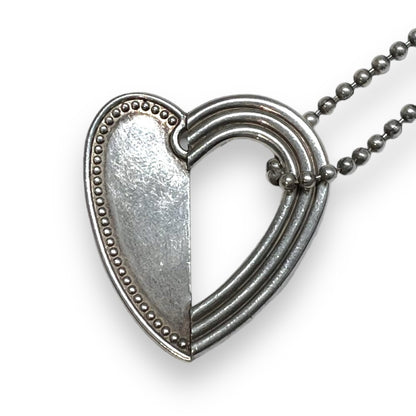 POLYTERON Heart Motif Remake Necklace Silver Size 70CM