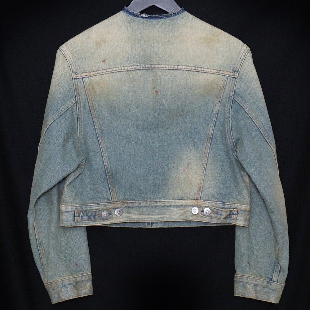 MAISON MARGIELA 22SS Vintage Denim Collarless Jacket Size 36