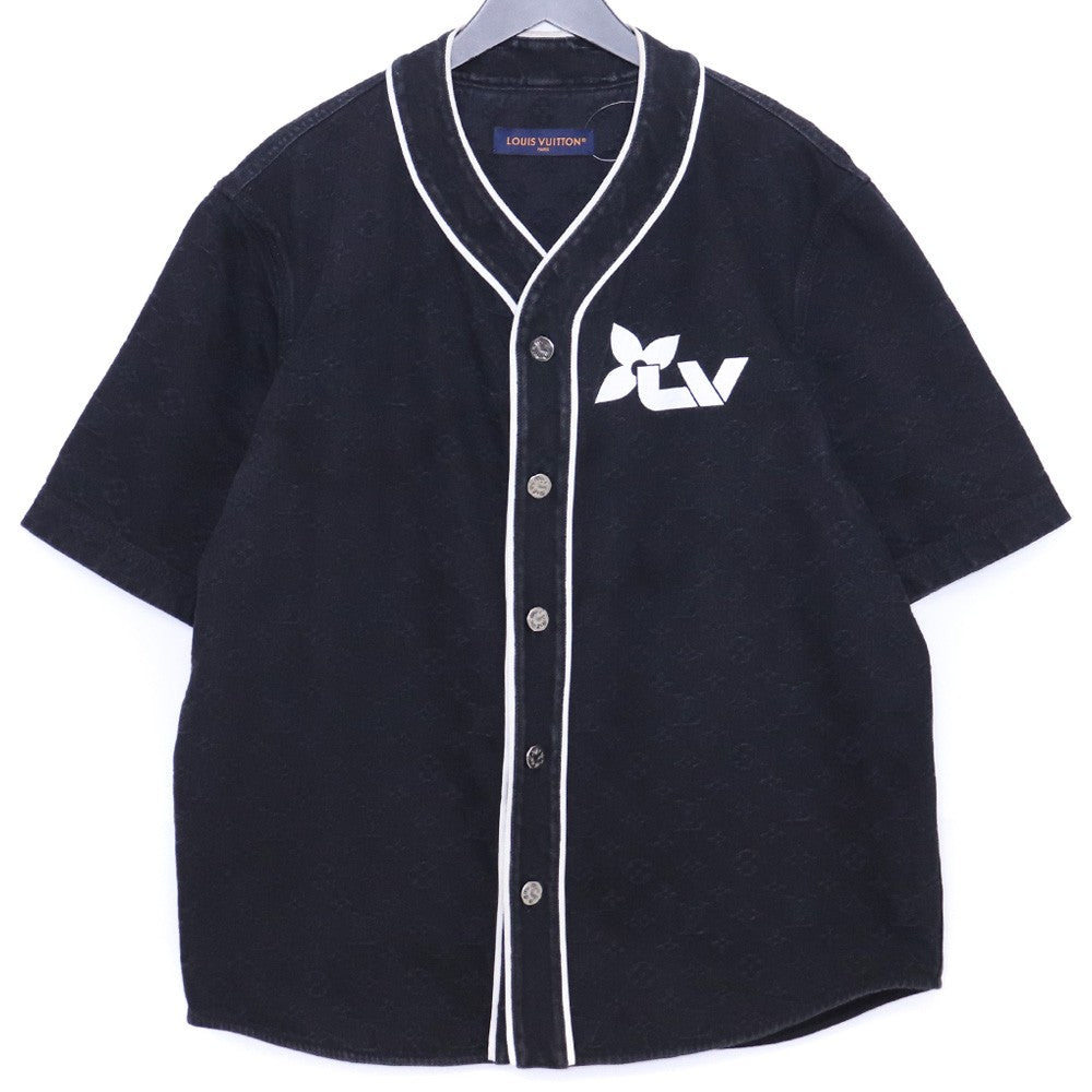 LOUIS VUITTON 23AW Monogram Denim Short Shirt Black Size L