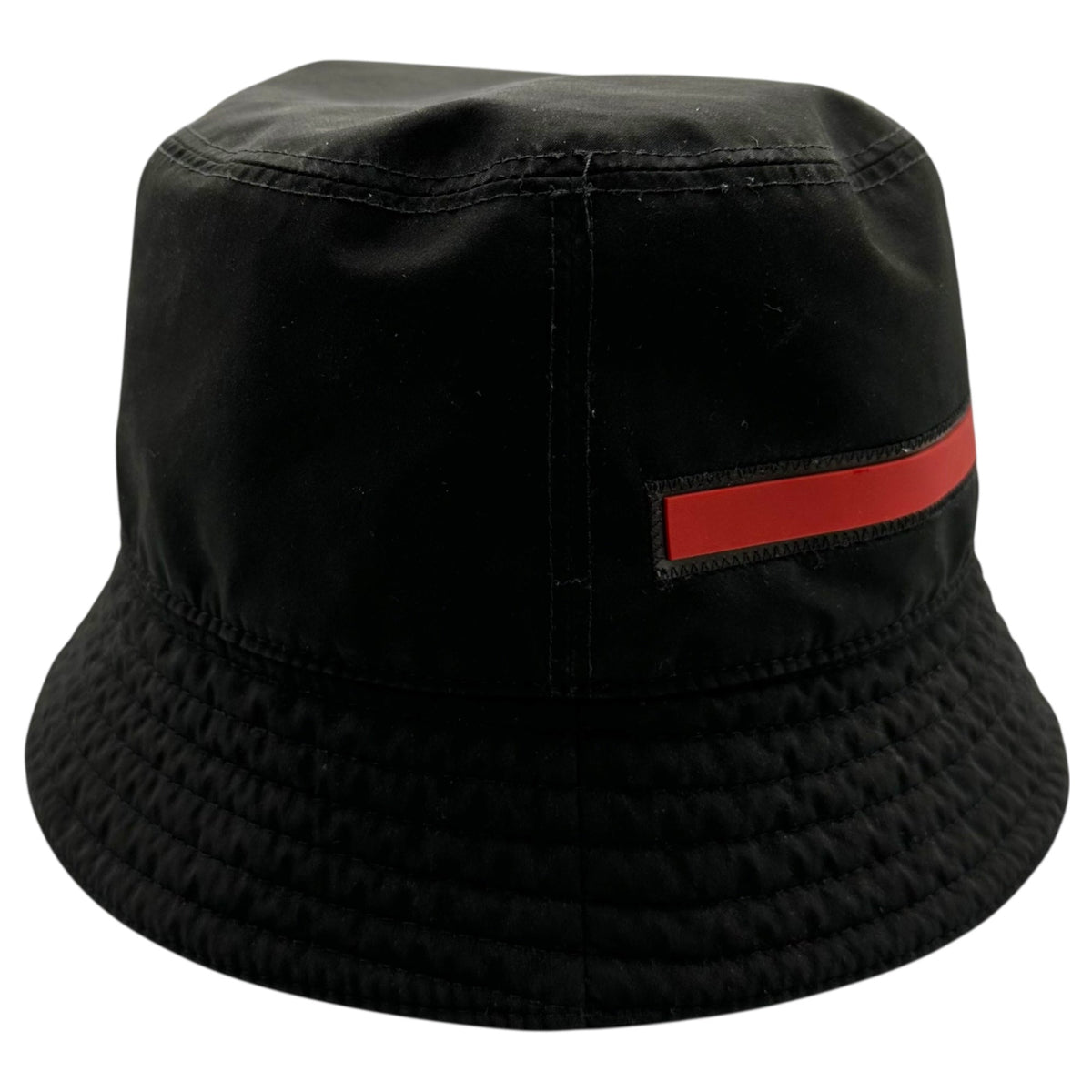 PRADA 00s Old Rubber Logo Bucket Hat Black/Red Size L