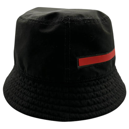 PRADA 00s Old Rubber Logo Bucket Hat Black/Red Size L