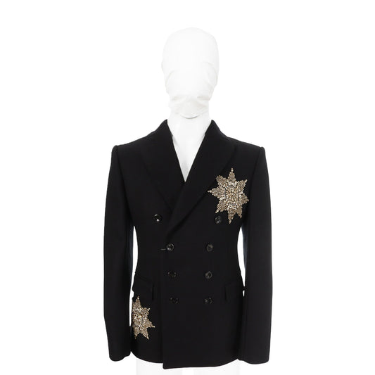Alexander McQUEEN 15AW Black Wool Blend Coat Size 48