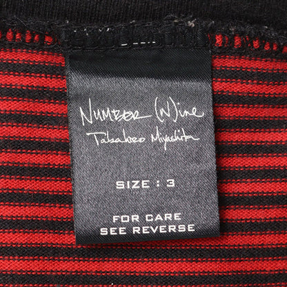 NUMBER (N)INE 2003SS-AW Black Red Cotton T-Shirt Size 3