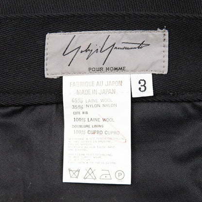 Yohji Yamamoto POUR HOMME FW04 Black Rib Wool Pants Size 3