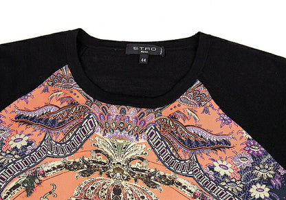 ETRO Silk Paisley Patchwork Knit Sweater Size 44