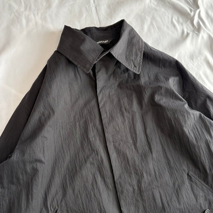 WINDCOAT 90s-00s Black Cotton/Nylon Overcoat Size L