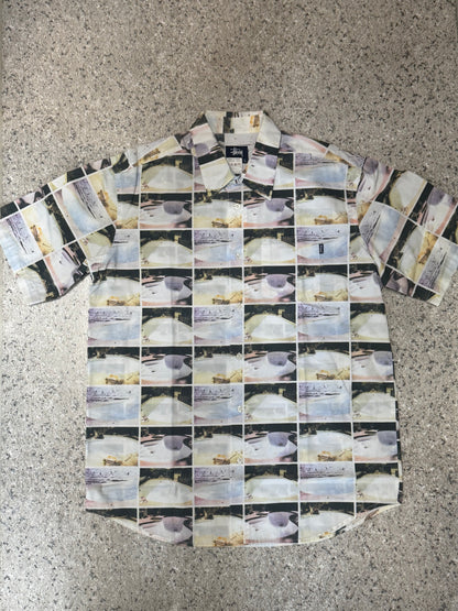 STUSSY Skate Pool All Over Print Shirt Size L
