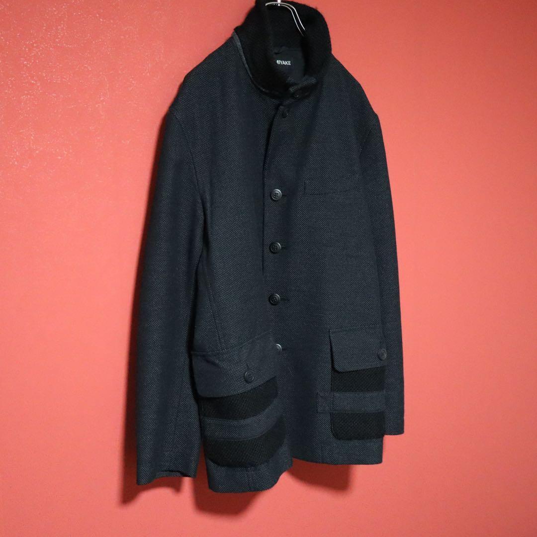 ISSEY MIYAKE MEN 08AW Knit Panel Stand Collar Coat Size 5