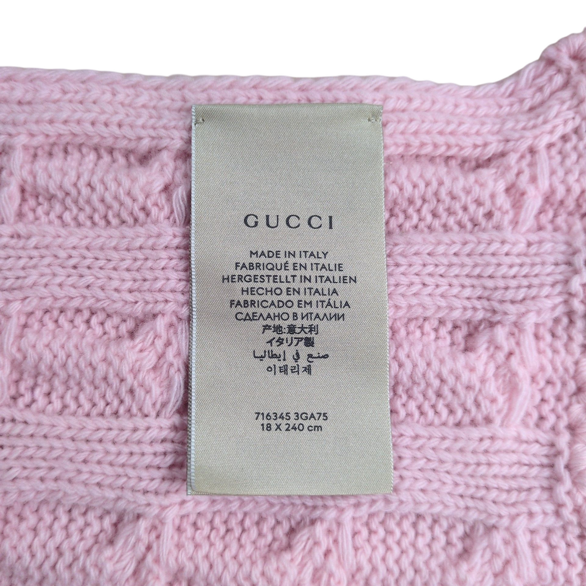 GUCCI x adidas Sherry Line Cable Knit Fringe Scarf Pink