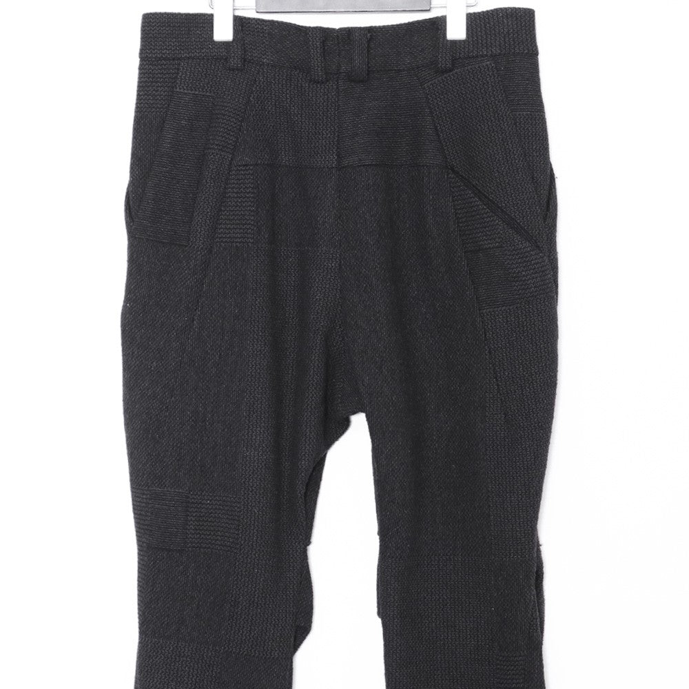 DEVOA Crazy Check Wool Silk Easy Casual Pants Black Size 2