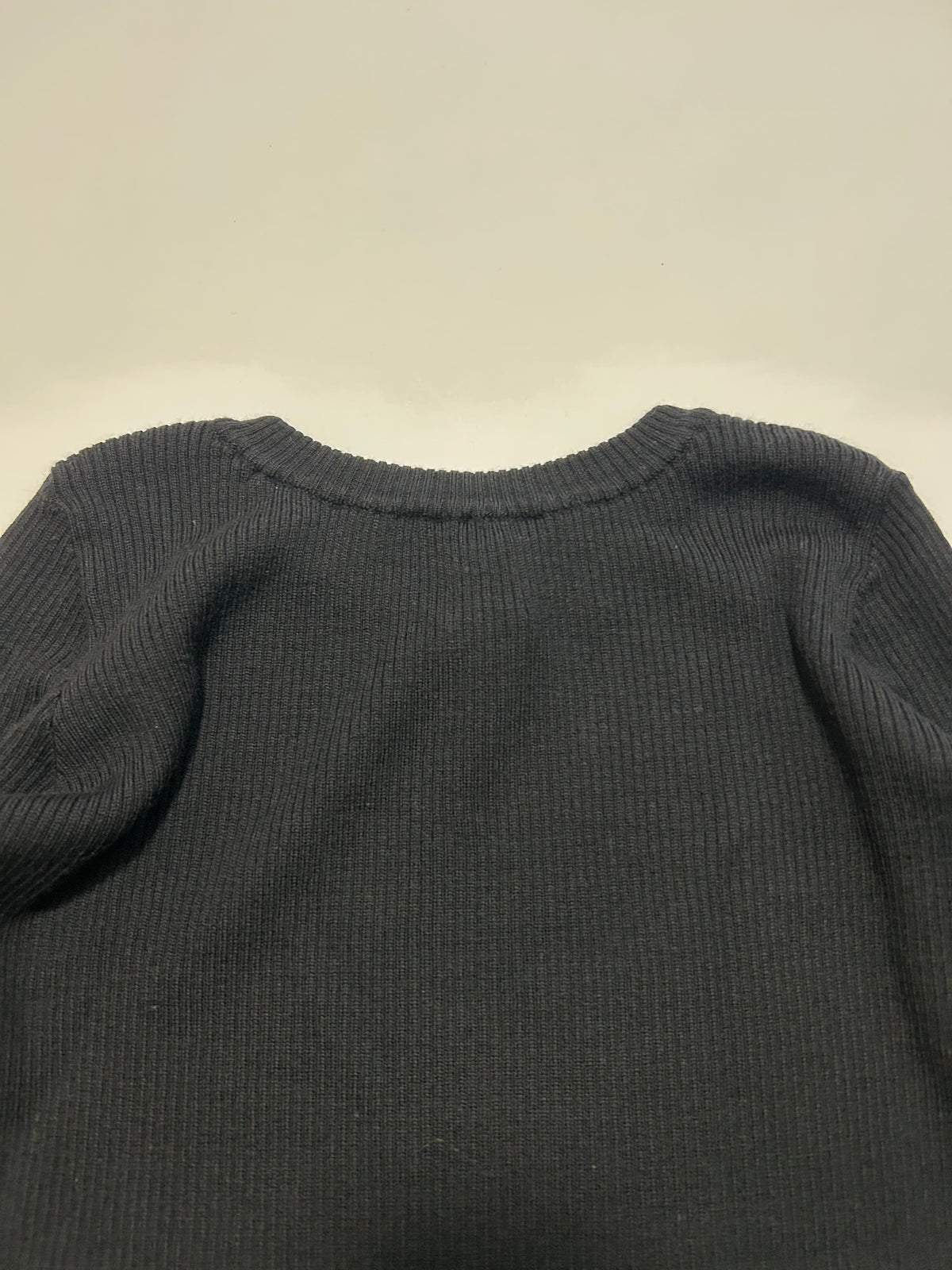 AGNES B. 90s Ribbed Knit Wool Sweater Black