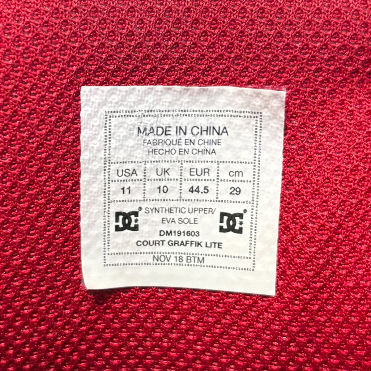 DC Shoes Court Graffik Jeans Size US11