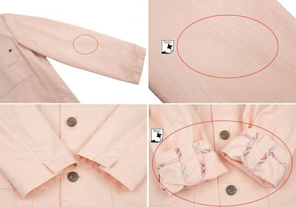 Papas Cotton Herringbone Stripe Safari Jacket Pink Size 50L