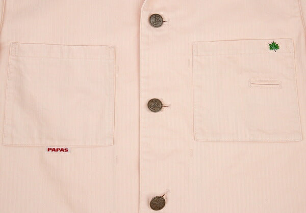 Papas Cotton Herringbone Stripe Safari Jacket Pink Size 50L
