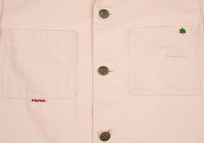 Papas Cotton Herringbone Stripe Safari Jacket Pink Size 50L