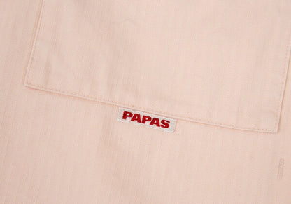 Papas Cotton Herringbone Stripe Safari Jacket Pink Size 50L
