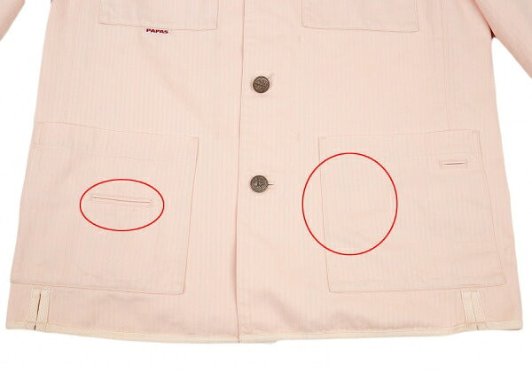Papas Cotton Herringbone Stripe Safari Jacket Pink Size 50L