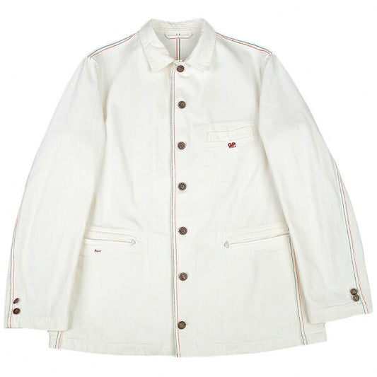 Papas White Denim Triple Stitch Jacket White Size 50L