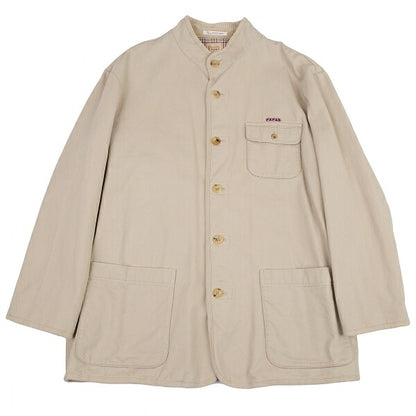 Papas Lined Check Cotton Stand Collar Jacket Beige Size 50L