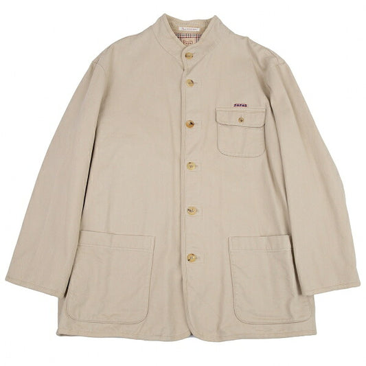 Papas Lined Check Cotton Stand Collar Jacket Beige Size 50L