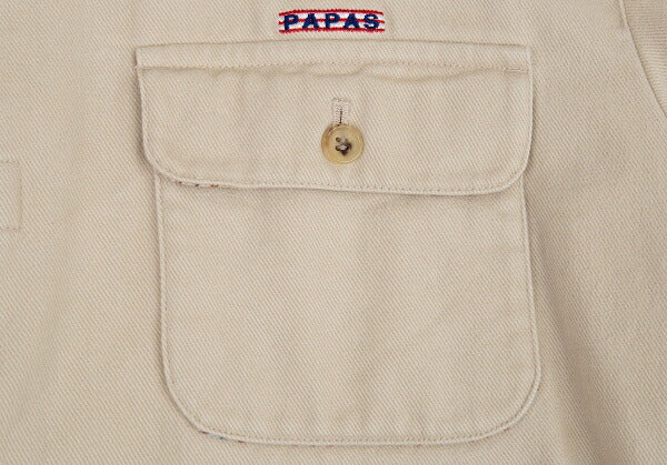 Papas Lined Check Cotton Stand Collar Jacket Beige Size 50L